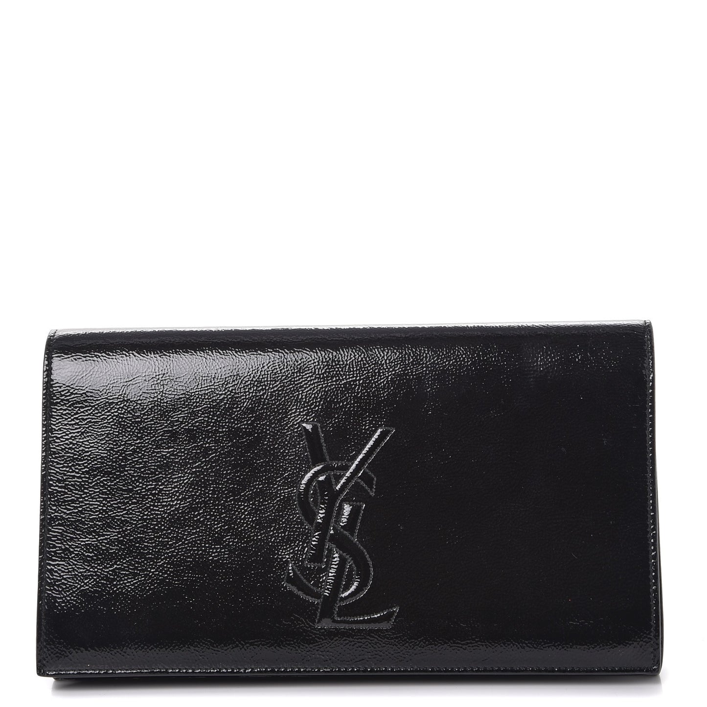 Textured Patent Monogram Large Belle De Jour Clutch Black