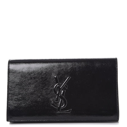 Saint Laurent Textured Patent Monogram Large Belle De Jour Clutch Black 1 of 8