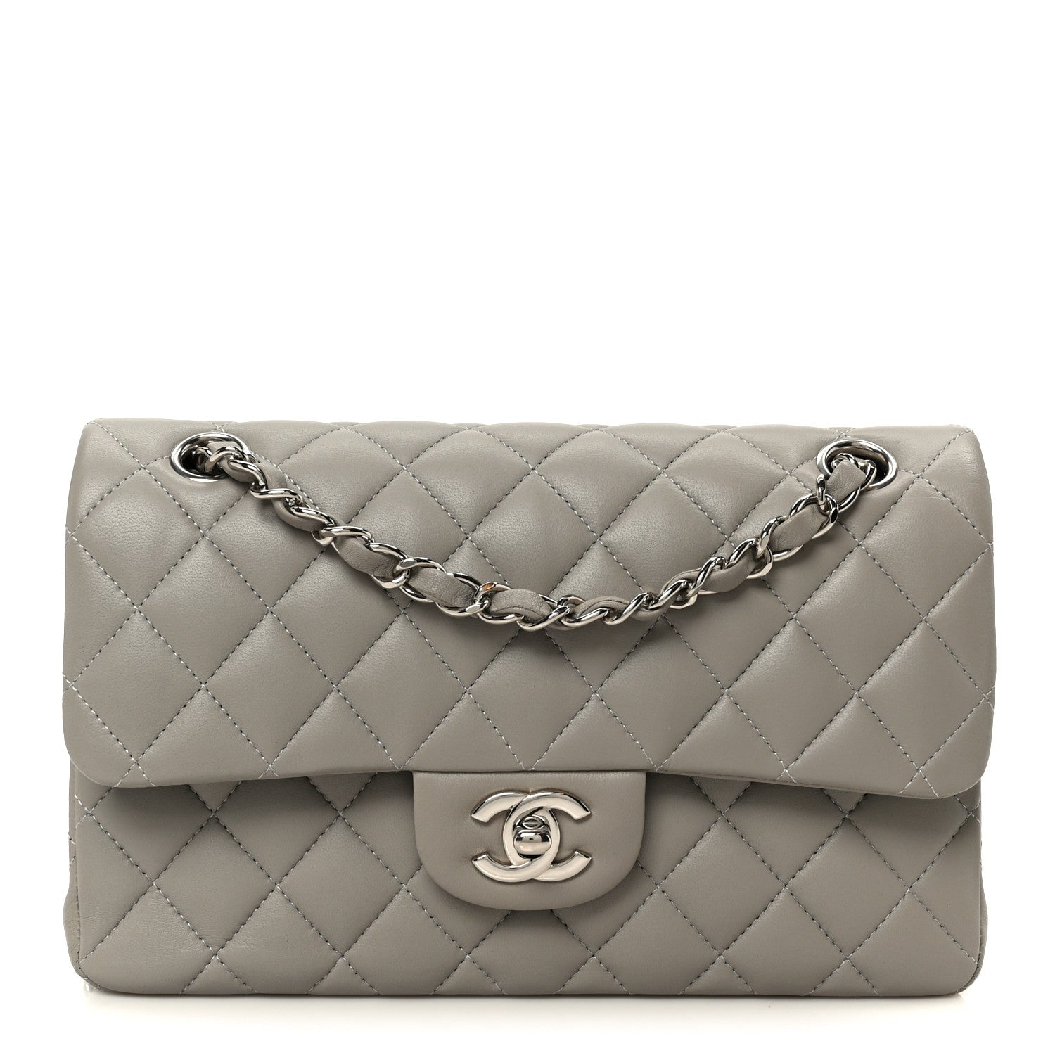 Chanel Lambskin Quilted Small Double Flap Grey 1 of 11