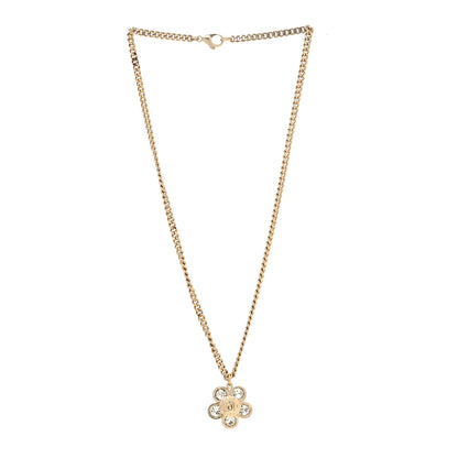 Chanel Crystal CC Flower Pendant Necklace Gold 3 of 5
