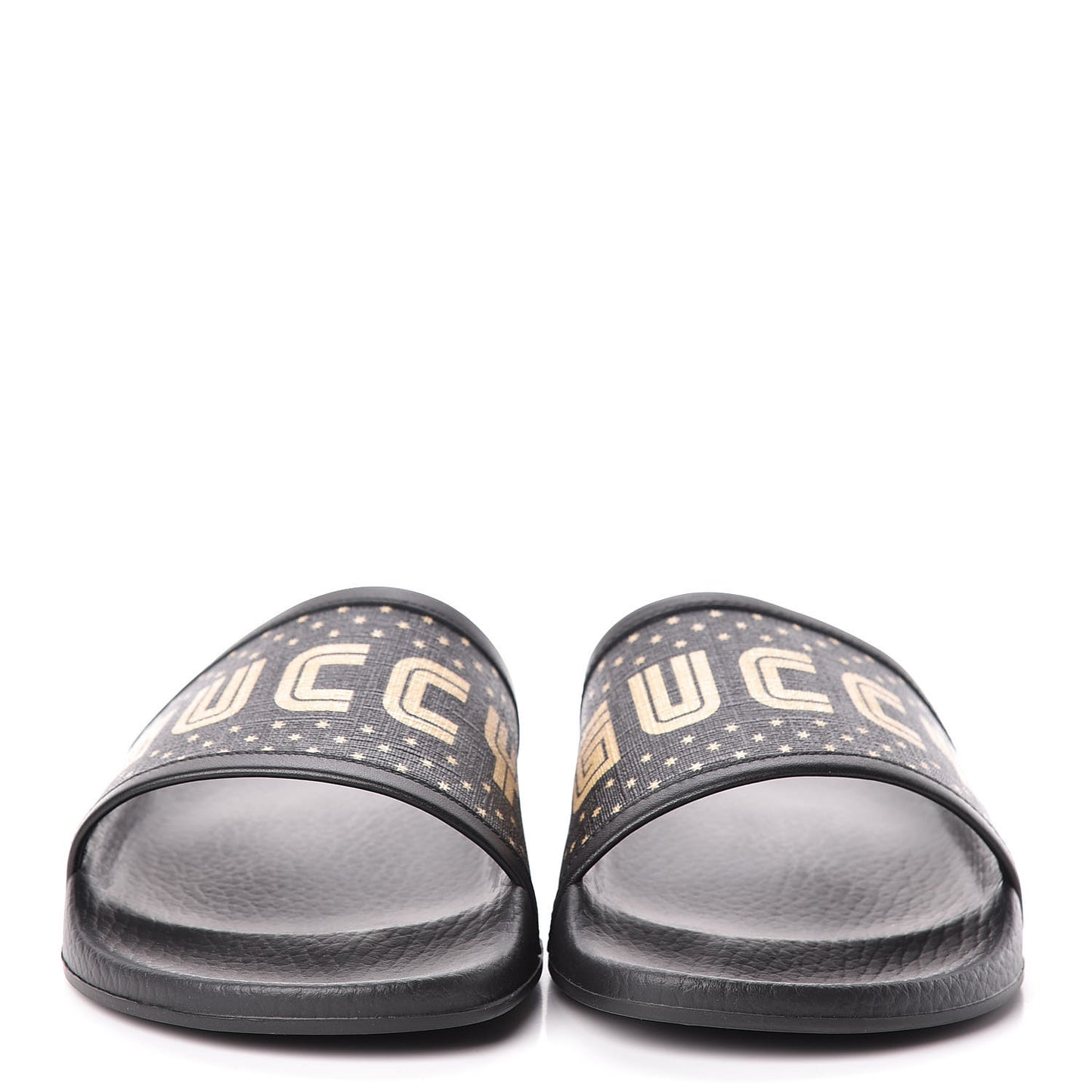 X SEGA Supreme Canvas GUCCY Stars Womens Slide Sandals 39 Black Gold