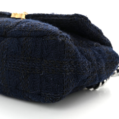Chanel Tweed Quilted Large Chanel 19 Flap Navy Blue 9 of 11
