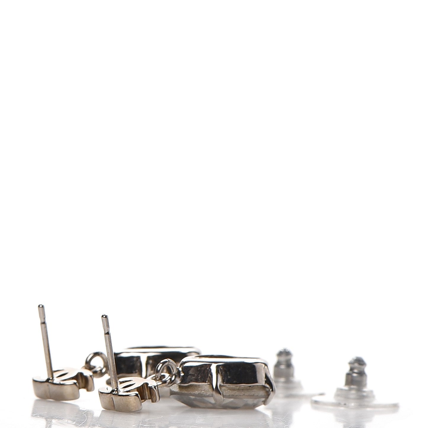 Crystal CC Drop Earrings Silver