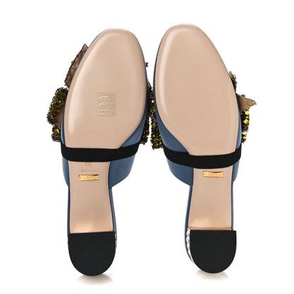 Gucci Raso Satin Crystal Embellished Bow Mules 38 Carta Zucchero 7 of 11