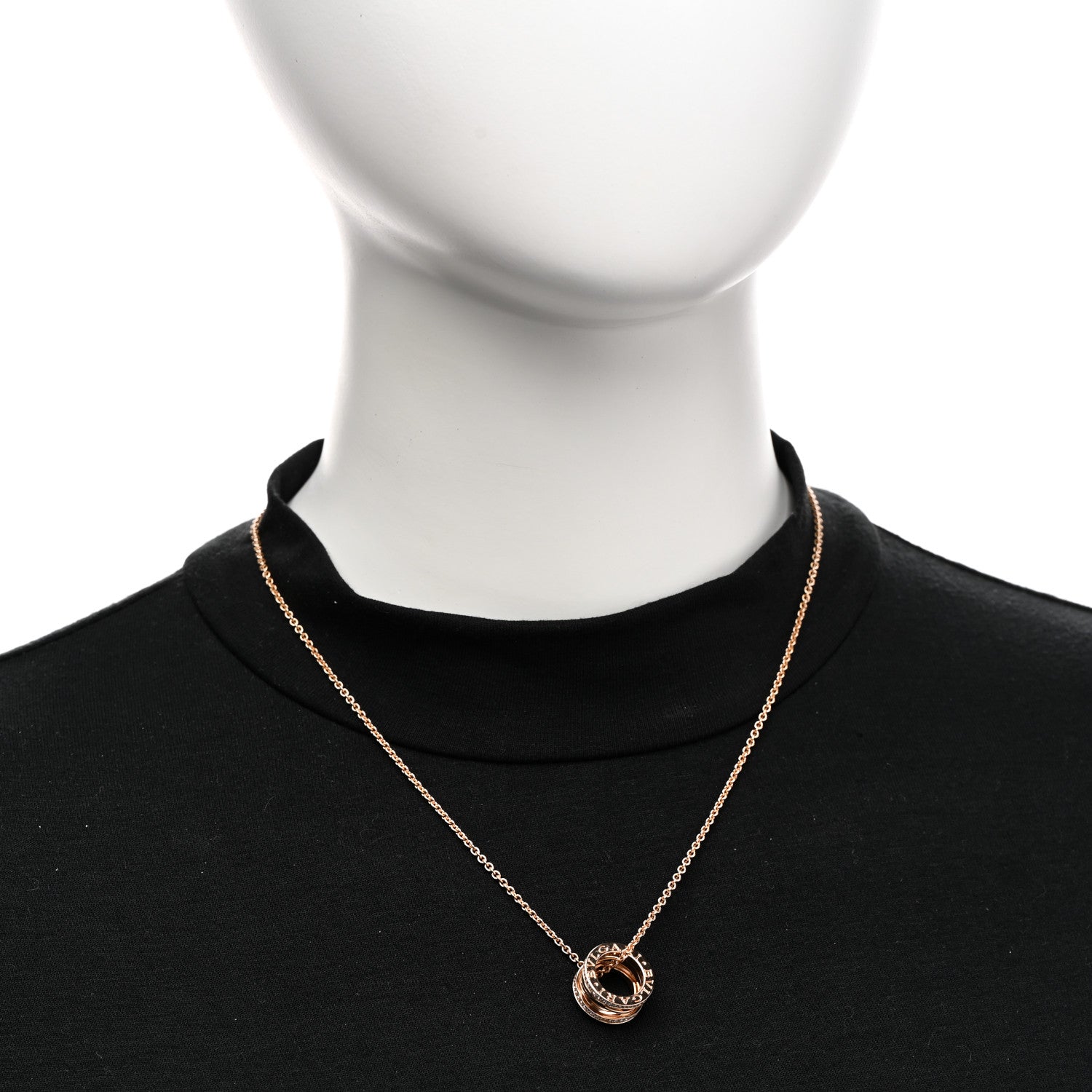 Bulgari 18K Rose Gold Diamond B.Zero1 Open Legends Pendant Necklace 2 of 4