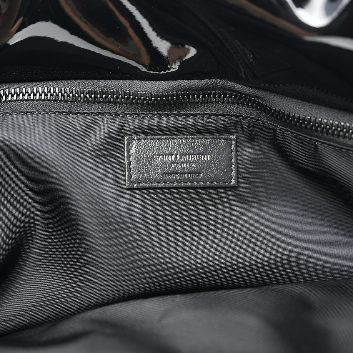 Patent Wide Puffer Maxi Tote Black