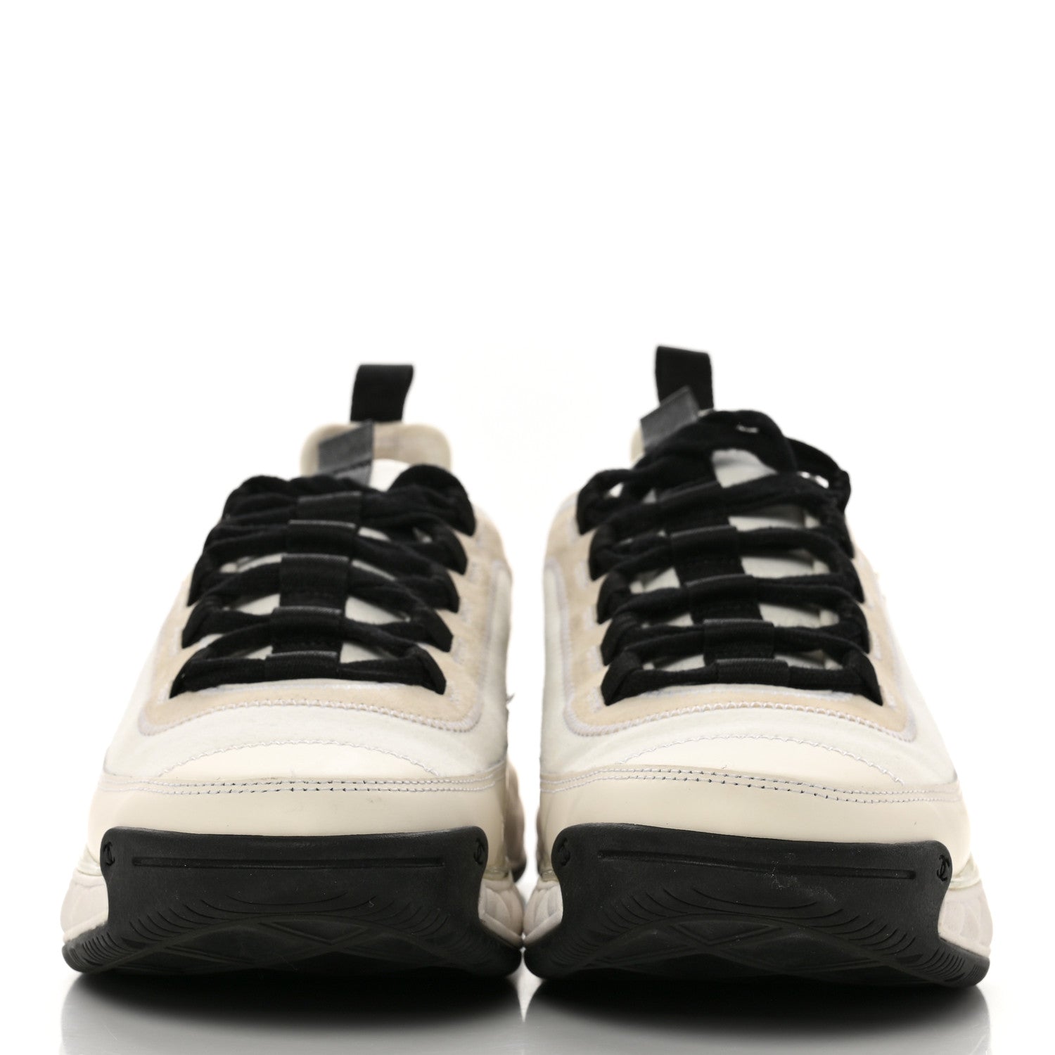 Chanel Velvet Calfskin Mixed Fibers CC Sneakers 40.5 Ivory Black 2 of 8