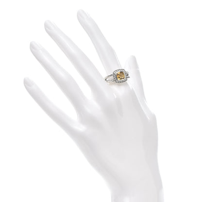 David Yurman Sterling Silver Diamond Citrine 7mm Petite Albion Ring 54 7 2 of 5