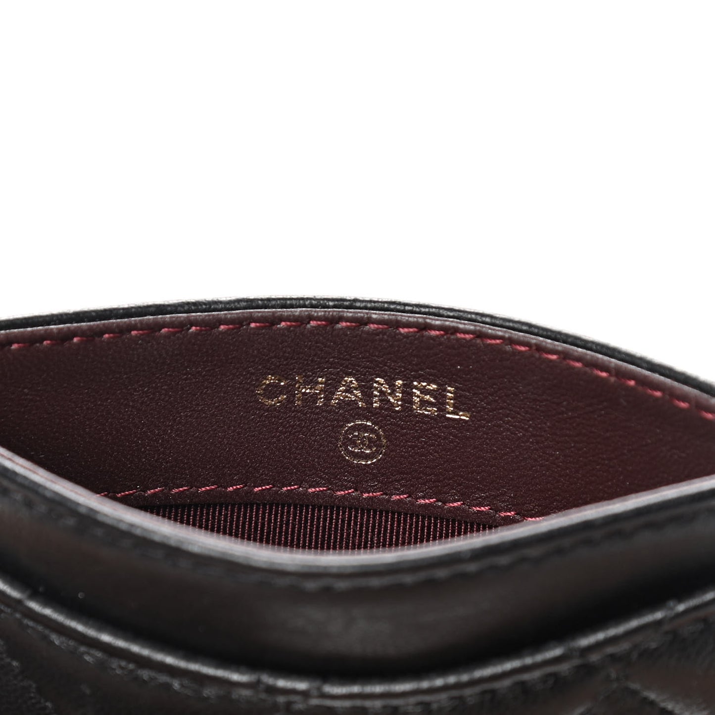 Lambskin Quilted Card Holder Black