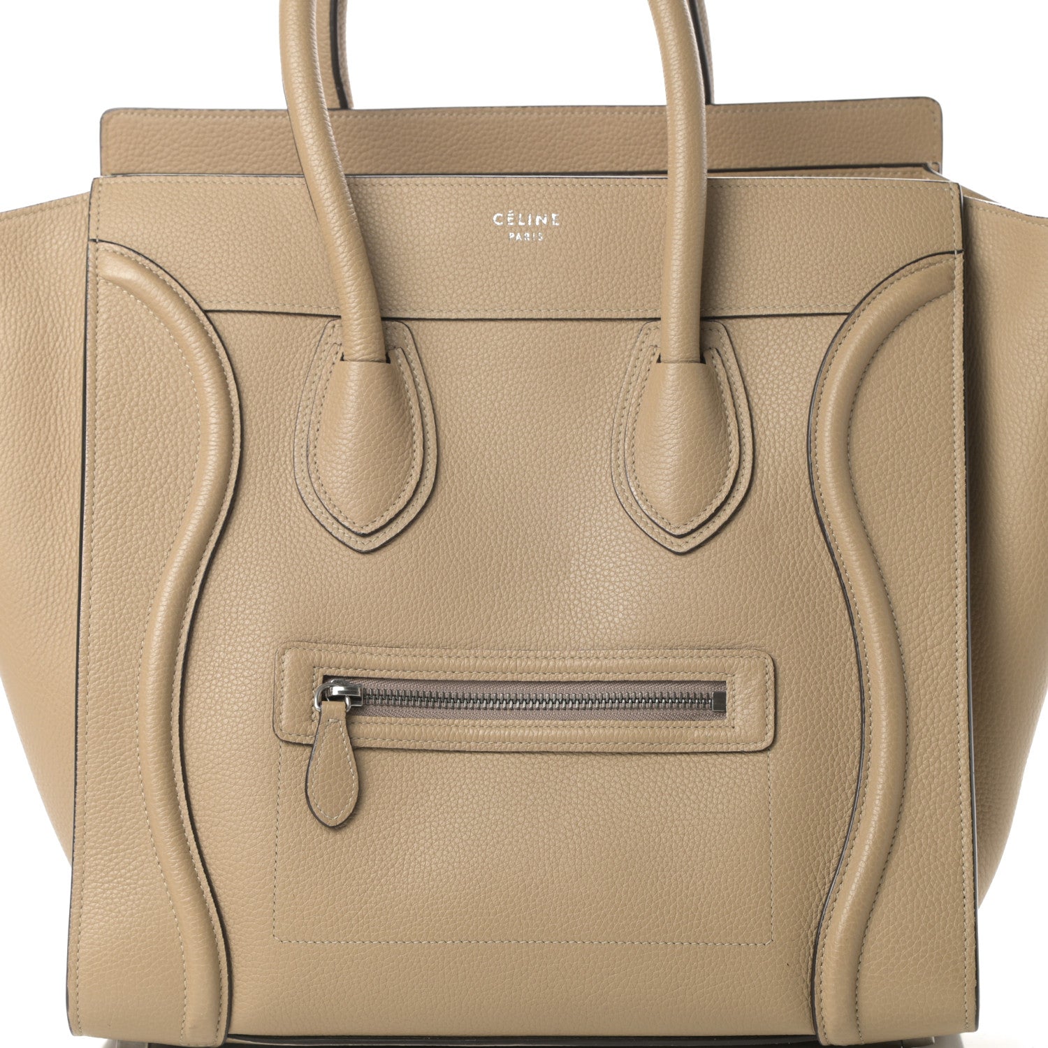 Celine Drummed Calfskin Mini Luggage Dune 8 of 13