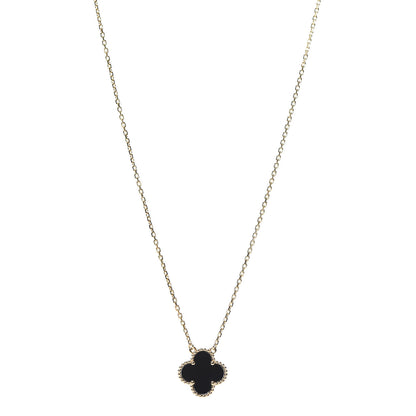 Van Cleef & Arpels 18K Yellow Gold Black Onyx Vintage Alhambra Pendant Necklace 1 of 6