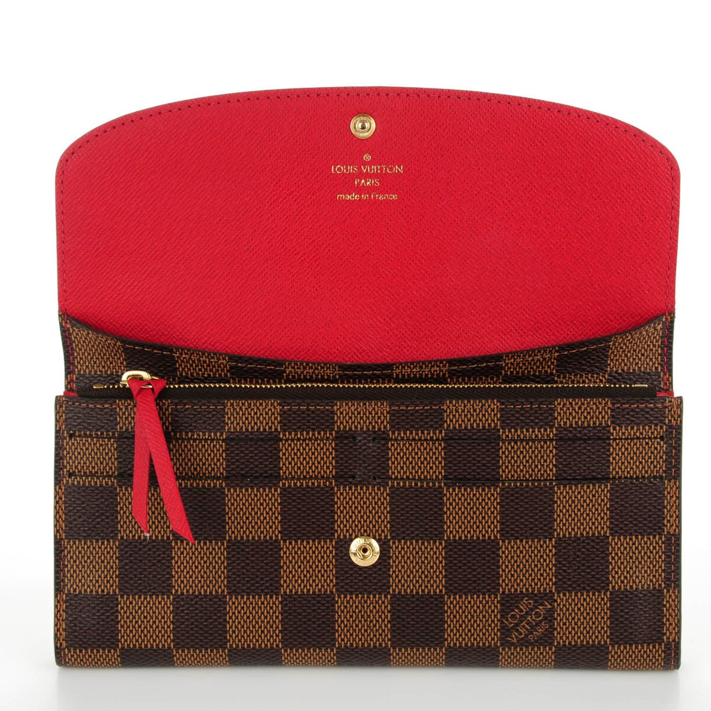 Damier Ebene Emilie Wallet Red