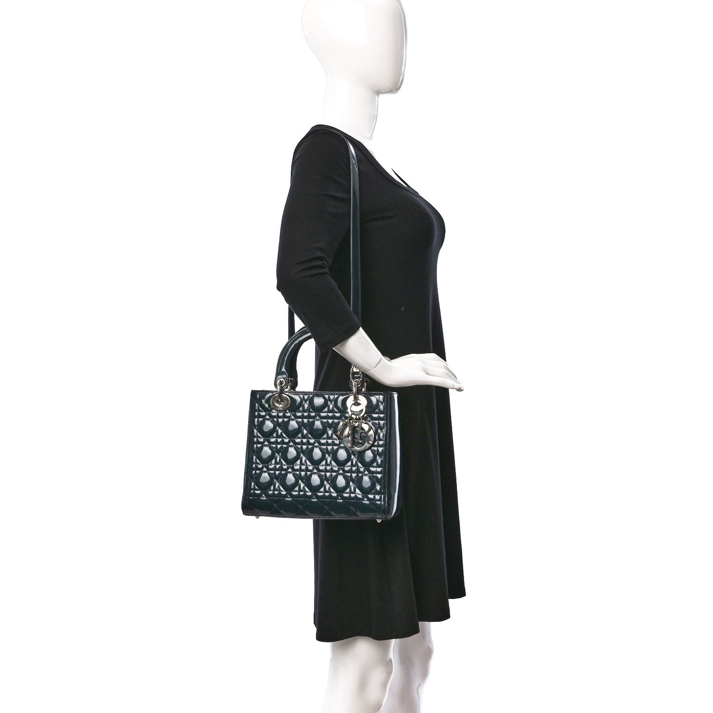 Patent Cannage Medium Lady Dior Turquoise