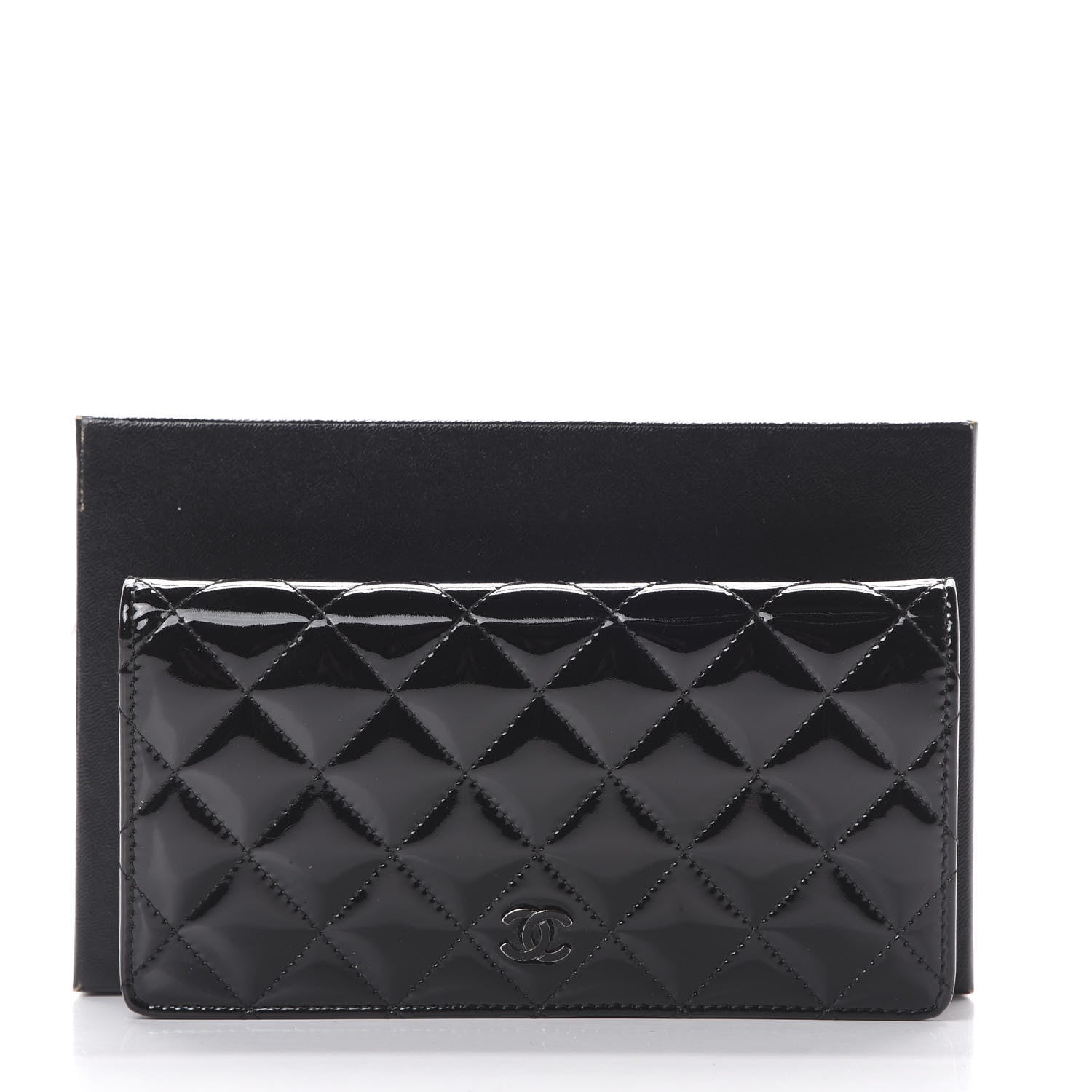 Chanel Patent Calfskin Quilted Yen Wallet Black 10 of 10