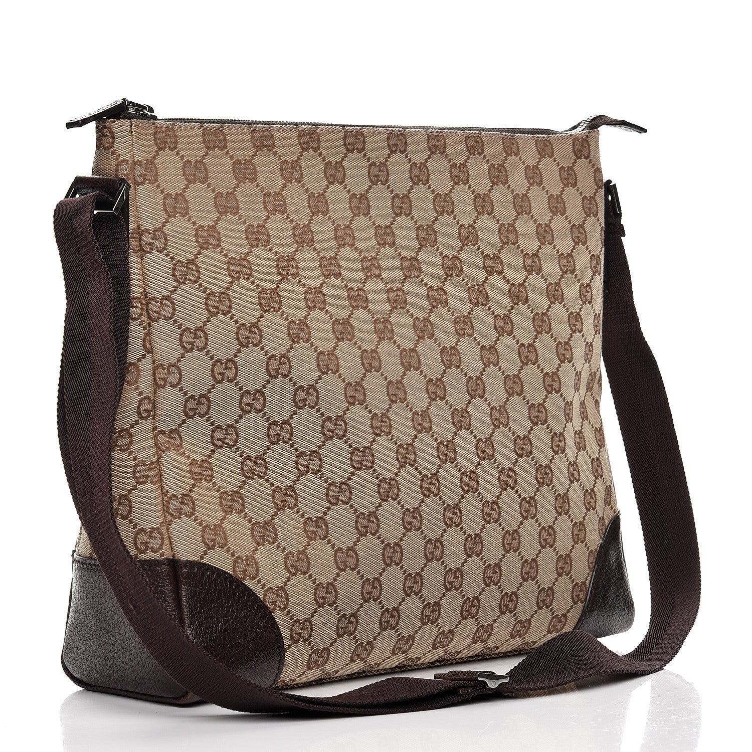 Gucci Monogram Flat Messenger Bag Ebony 3 of 10