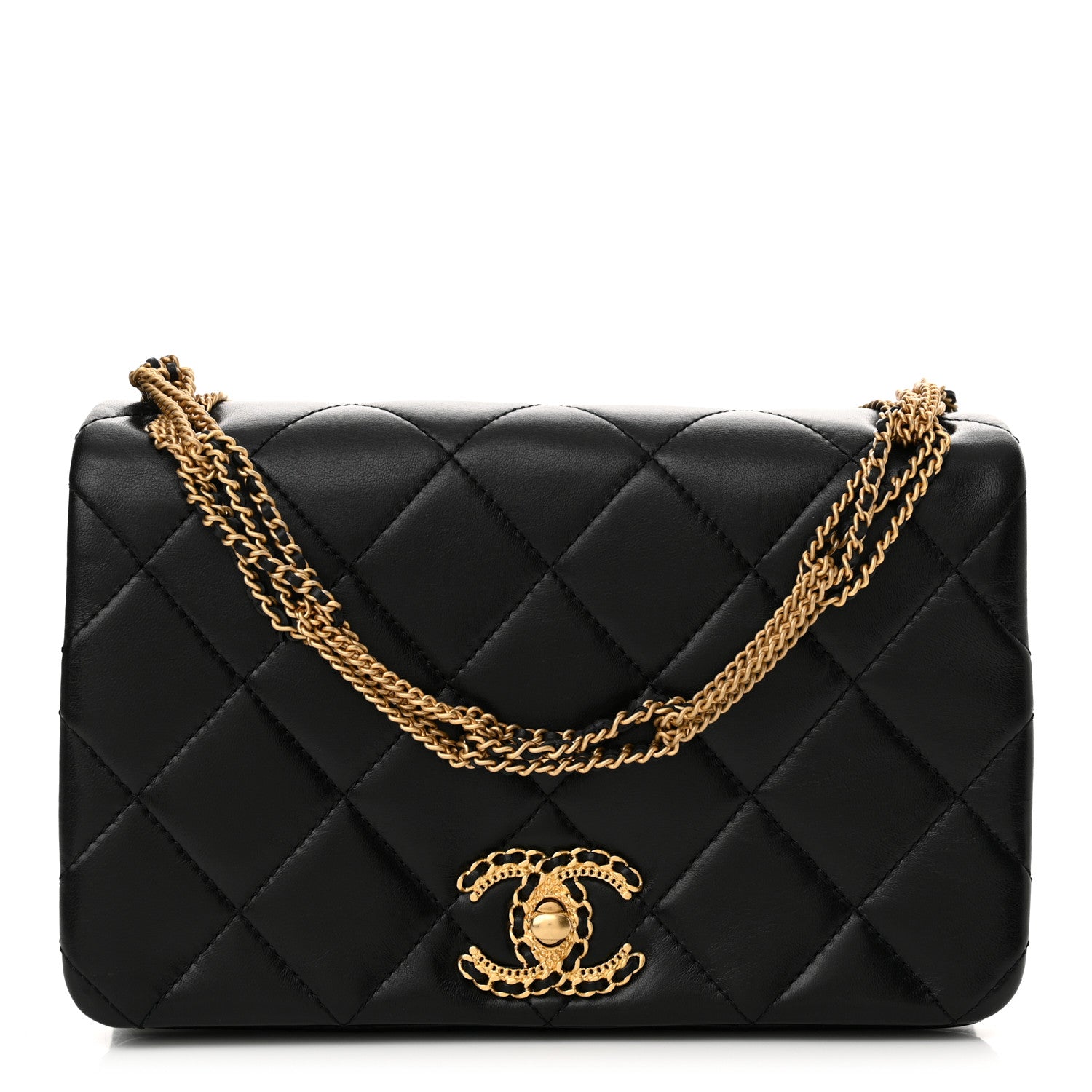 Chanel Lambskin Quilted On And On Small Chain Flap Black 1 of 11