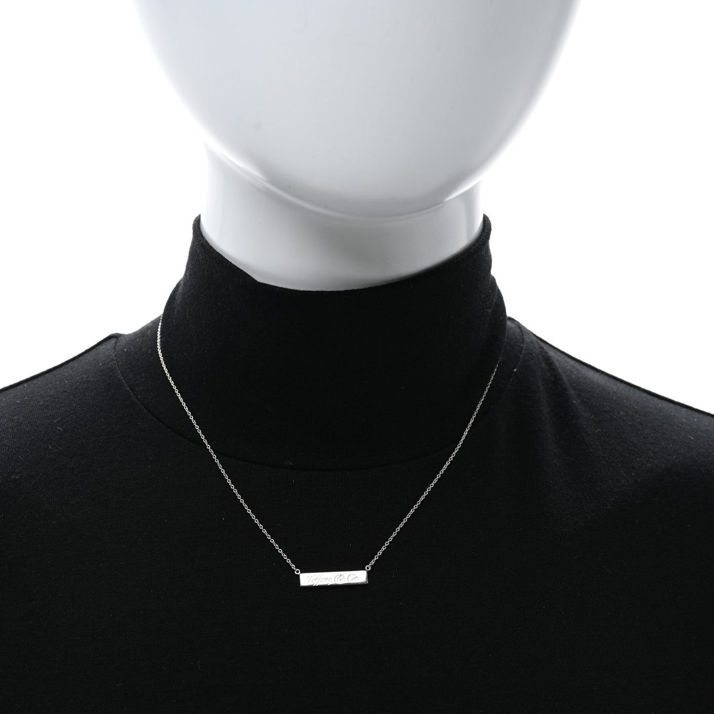 Sterling Silver Logo Bar Pendant Necklace