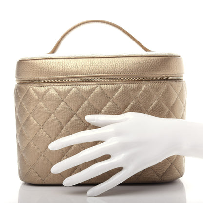 Chanel Metallic Calfskin Quilted Large Vanity Pouch Gold 2 of 8