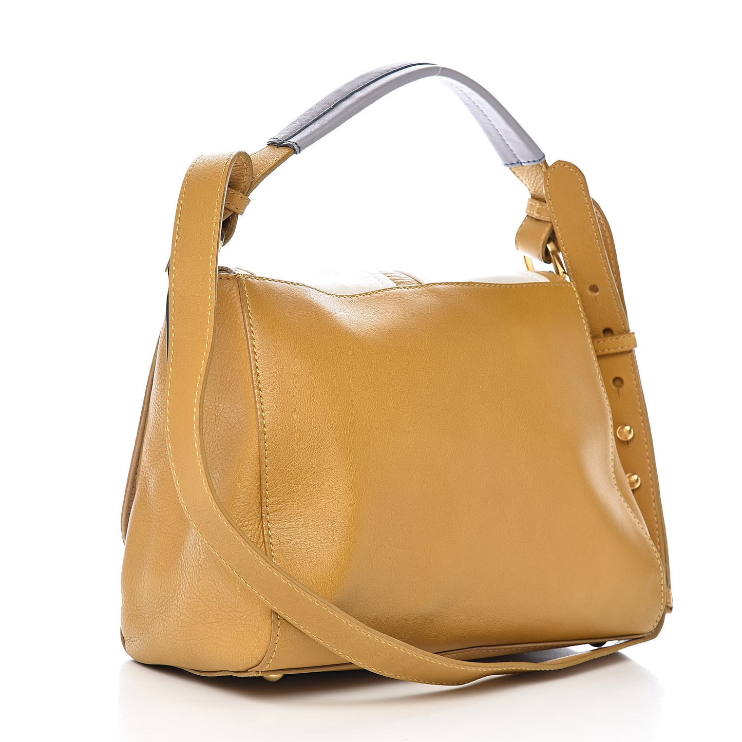 Calfskin Colorblock Anna Shoulder Bag Yellow White