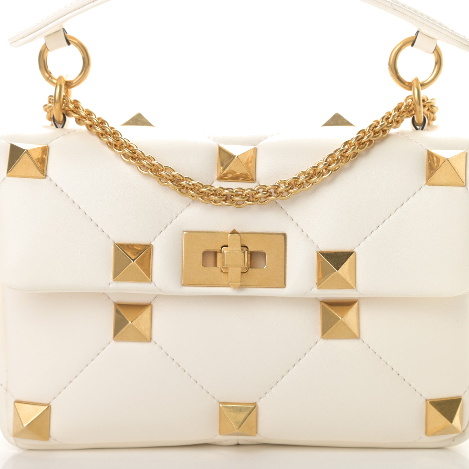 Valentino Garavani Nappa Large Roman Stud Shoulder Bag Ivory 1 of 4