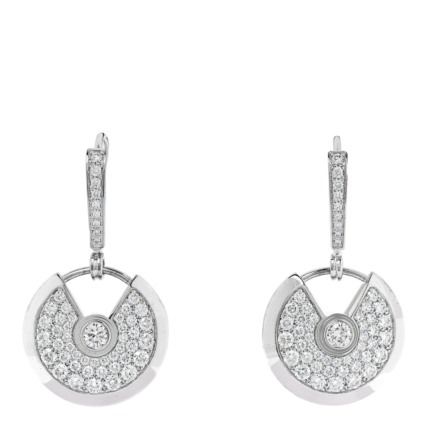 18K White Gold Diamond Amulet Pave Earrings