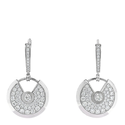 Cartier 18K White Gold Diamond Amulet Pave Earrings 1 of 4