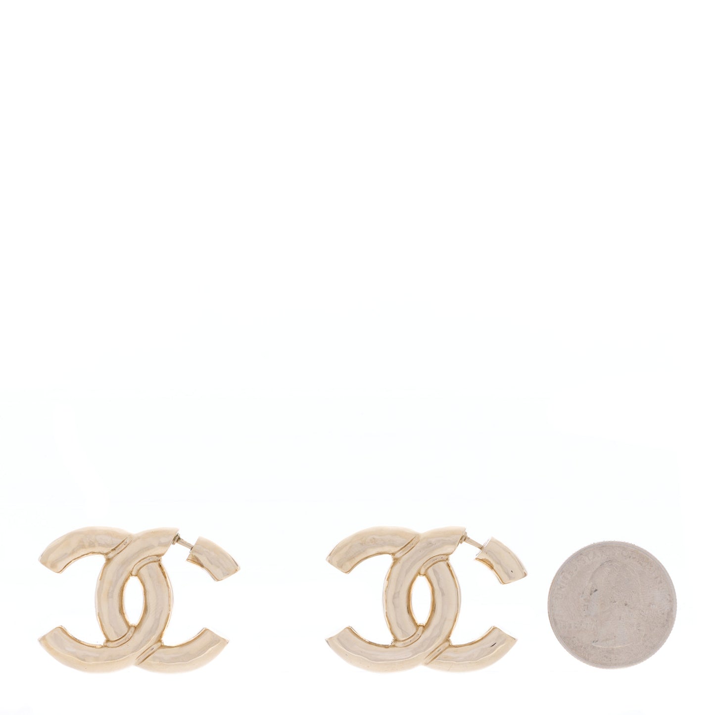 Metal Large CC Earrings Light Gold