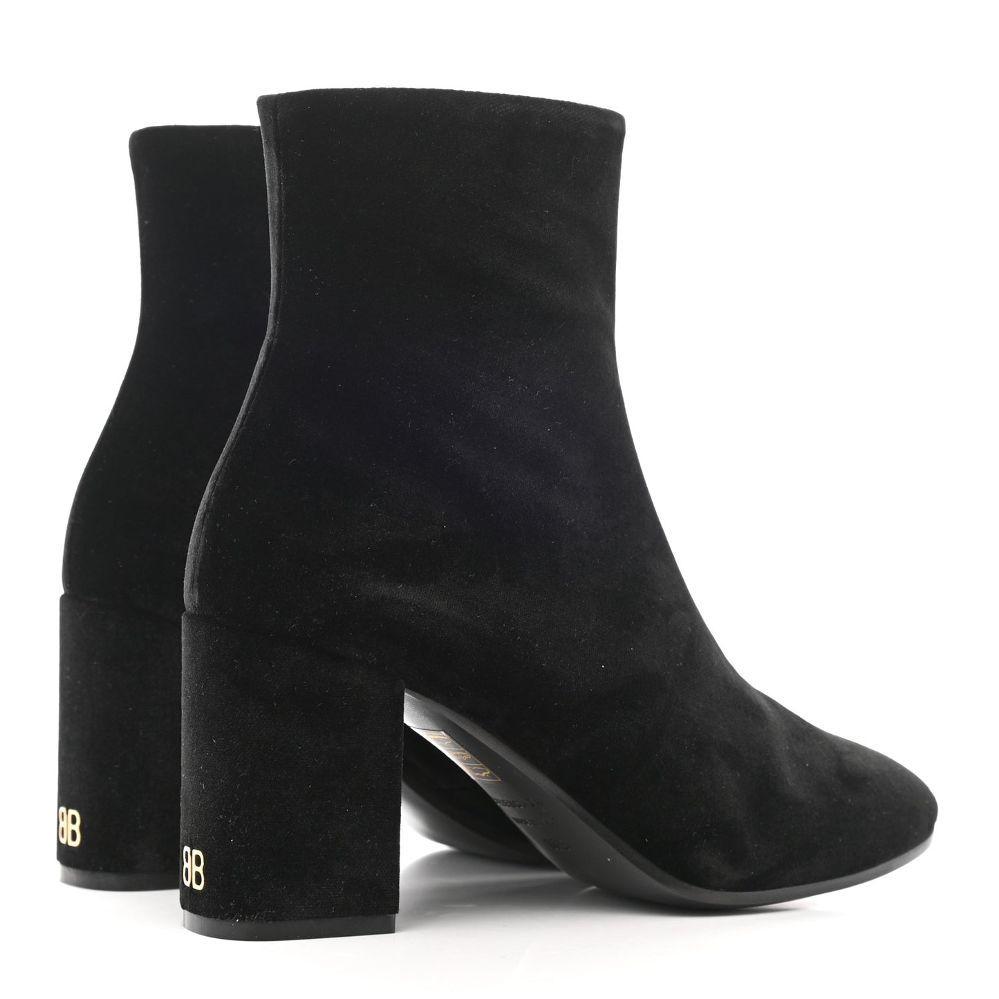 Smooth Velvet Ankle Boots 37.5 Black
