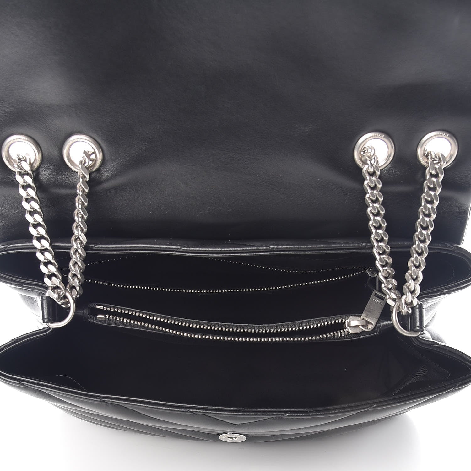 Saint Laurent Calfskin Y Quilted Monogram Medium Loulou Chain Satchel Black 5 of 13