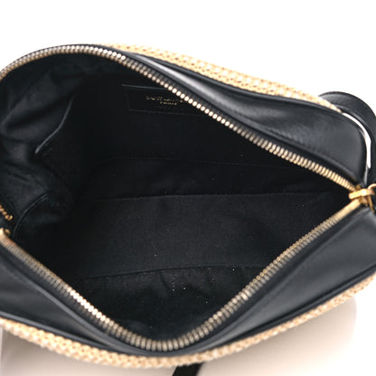 Saint Laurent Raffia Canvas Monogram Lou Camera Bag Beige Black 5 of 12