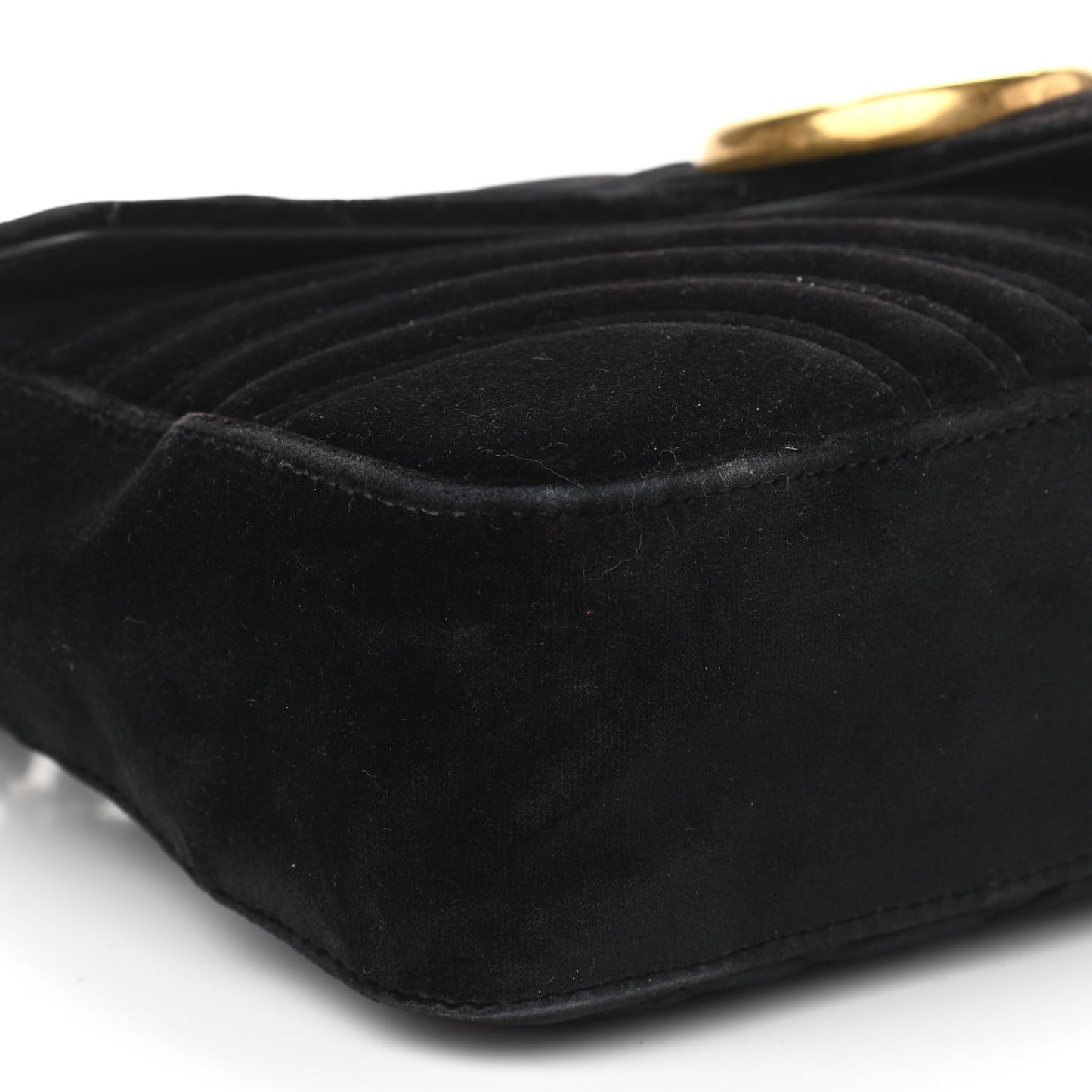 Velvet Matelasse Medium GG Marmont Shoulder Bag Black