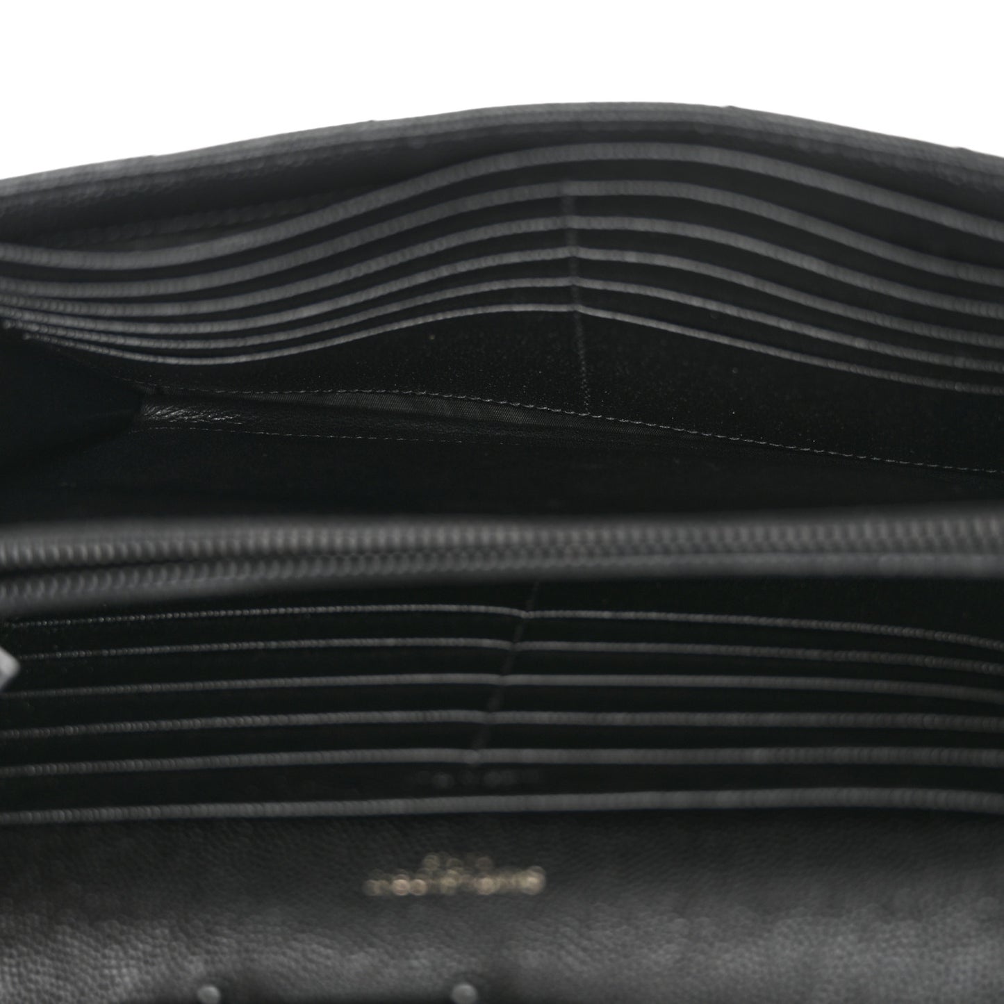 Grain De Poudre Matelasse Chevron Monogram Monochrome Chain Wallet Black