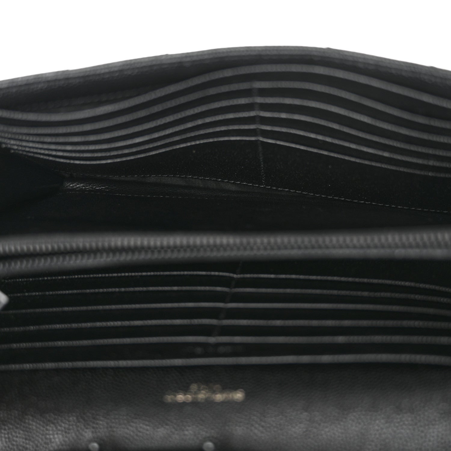 Saint Laurent Grain De Poudre Matelasse Chevron Monogram Monochrome Chain Wallet Black 5 of 12