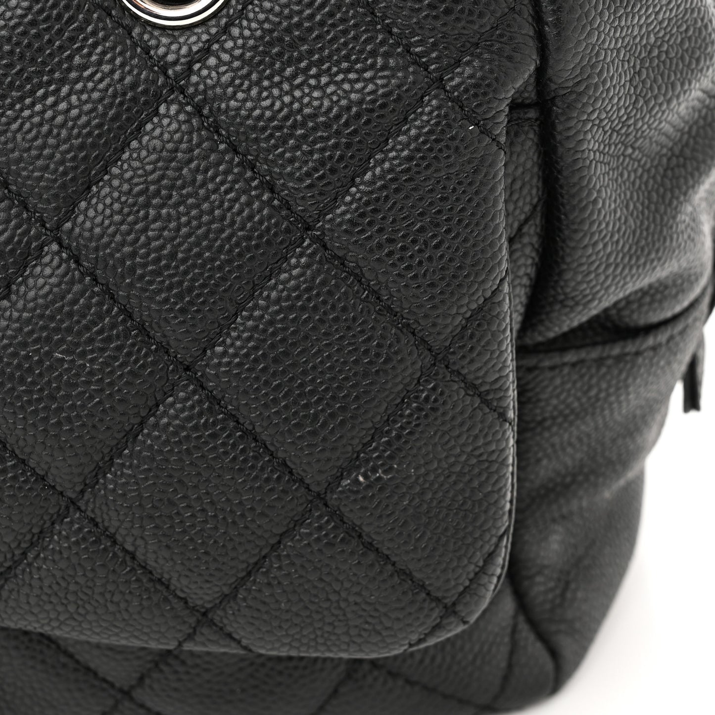 Caviar Quilted Travel Flap Tote Black