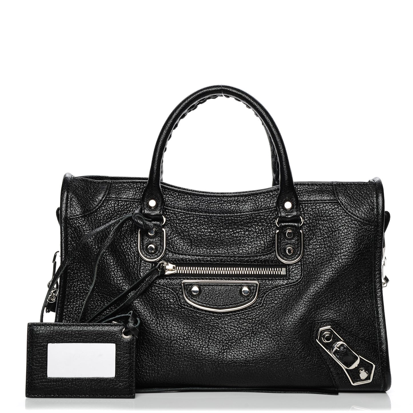 Chevre Silver Metallic Edge Hardware S City Black