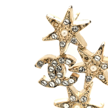 Chanel Crystal Pearl CC Star Earrings Gold 5 of 6
