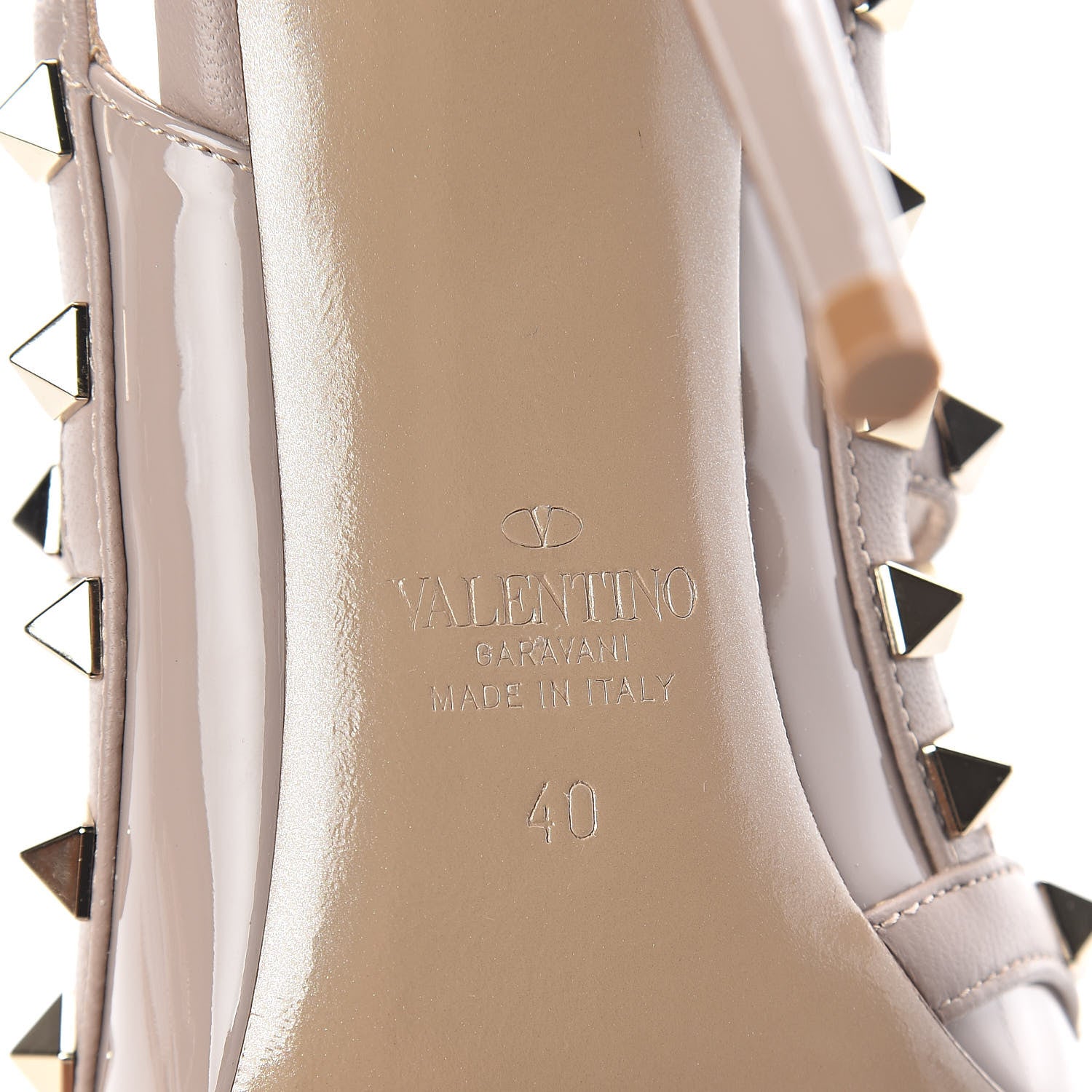 Valentino Garavani Patent Rockstud Ankle Strap Pumps 40 Poudre 6 of 8