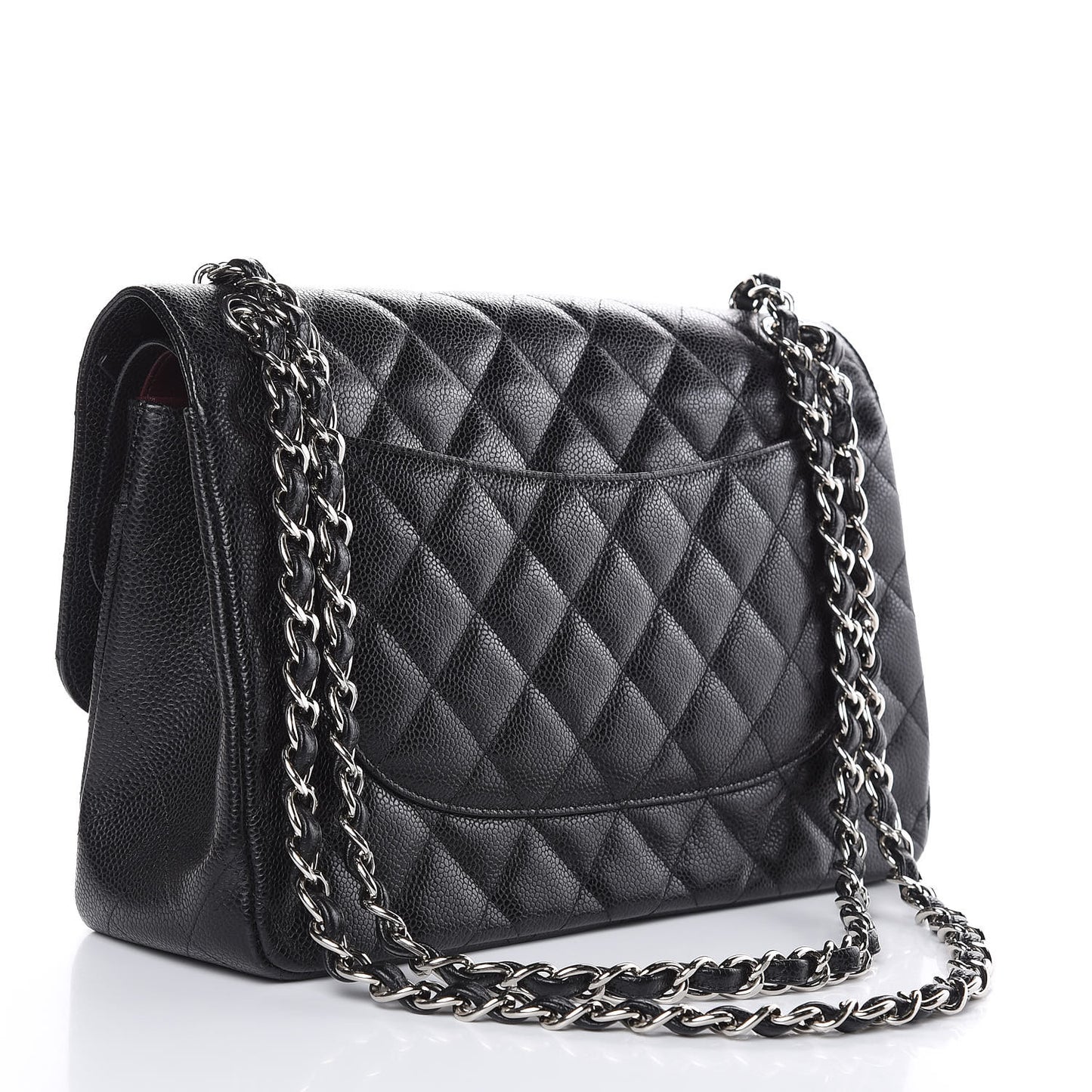 Caviar Quilted Jumbo Double Flap Black