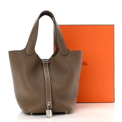 Hermes Taurillon Clemence Picotin Lock 18 PM Etoupe 11 of 11