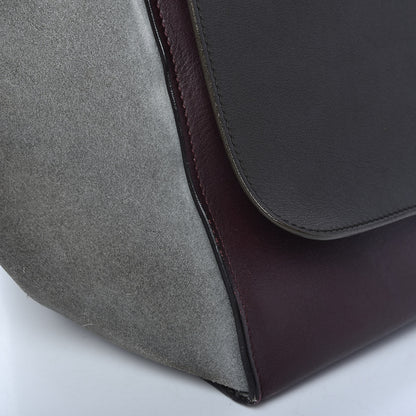 Celine Smooth Calfskin Suede Medium Tri-Color Trapeze Dark Grey 14 of 14