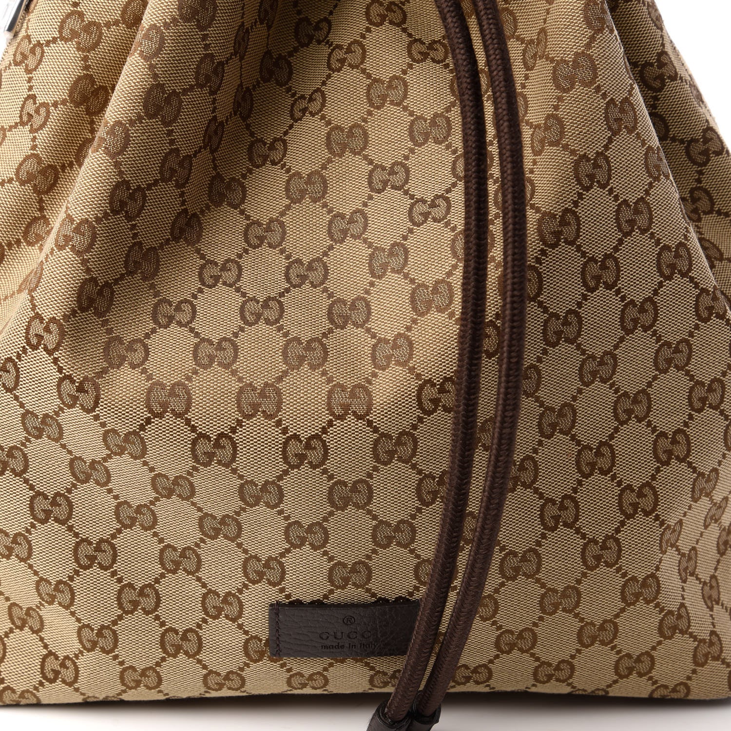 Gucci Monogram Dollar Calfskin O Drawstring Backpack Beige Ebony Testa di Moro Dark Chocolate 10 of 12