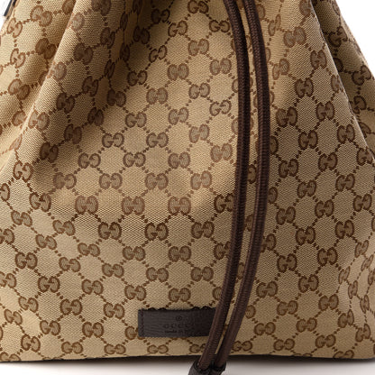 Gucci Monogram Dollar Calfskin O Drawstring Backpack Beige Ebony Testa di Moro Dark Chocolate 10 of 12