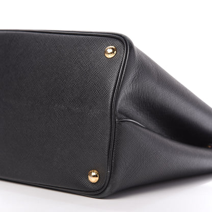 Prada Saffiano Cuir Medium Double Bag Black Fuoco 7 of 11