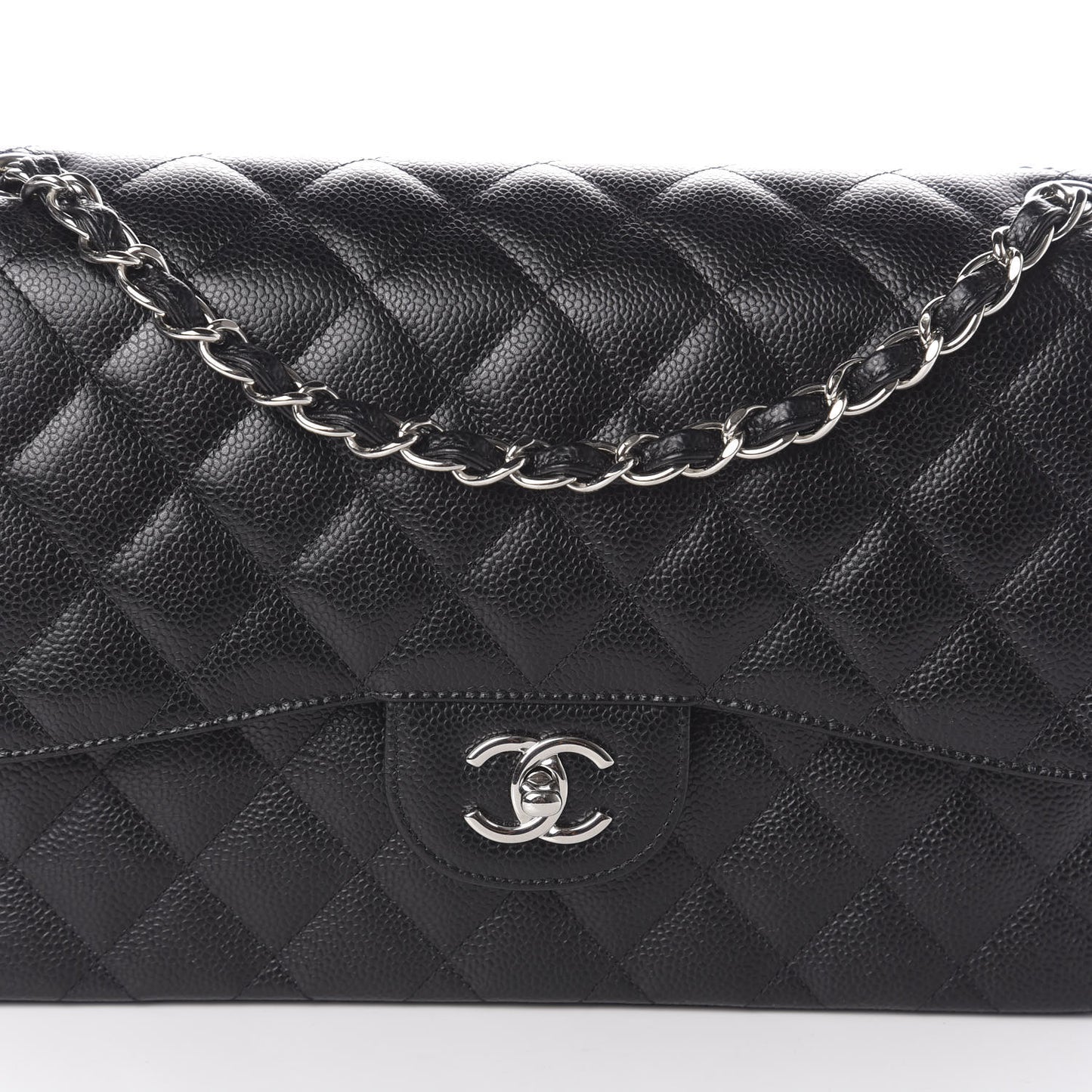 Caviar Quilted Jumbo Double Flap Black