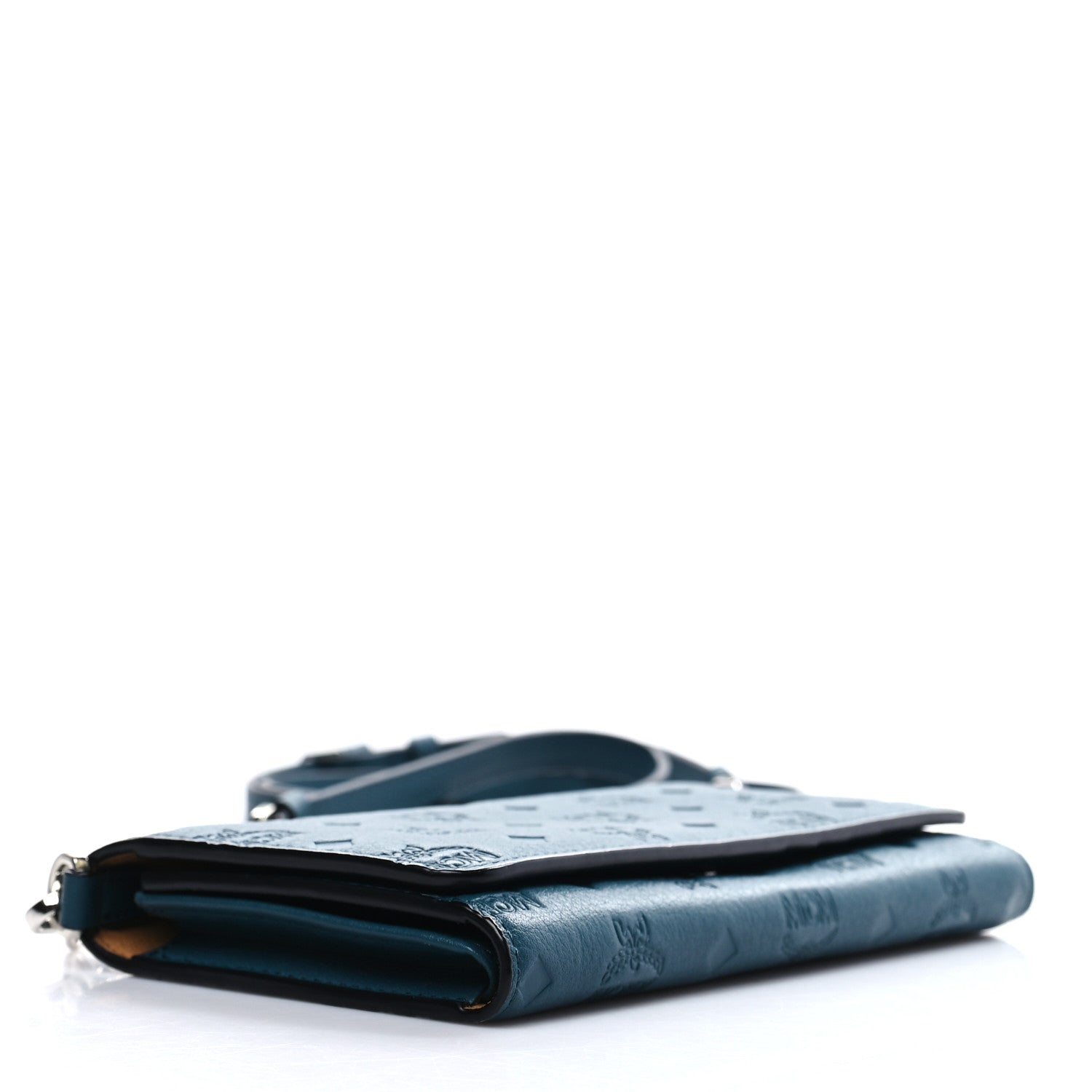 MCM Calfskin Ottomar Wallet On Chain Teal 3 of 7