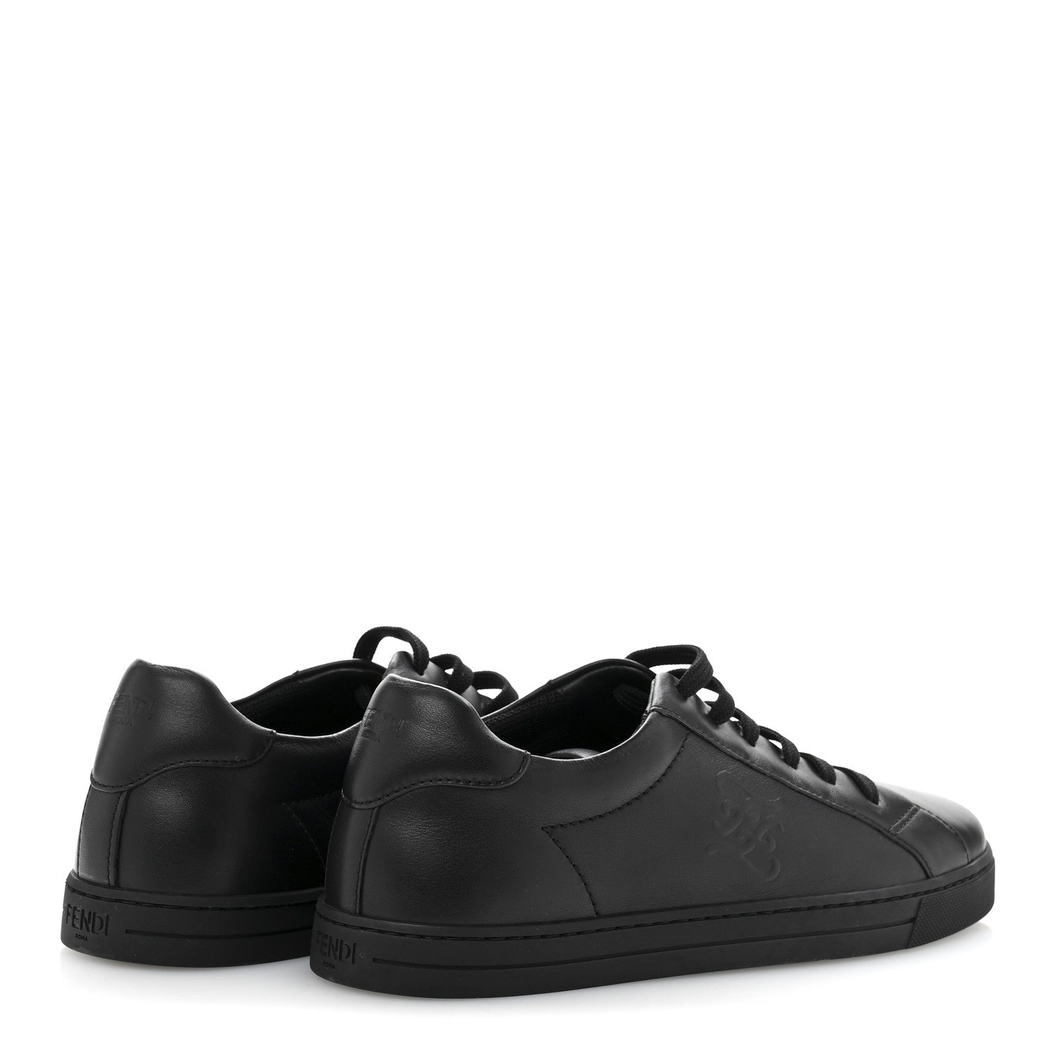 Fendi Vitello Karligraphy Embossed Low Top Sneakers 38 Black 5 of 9