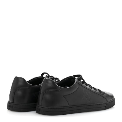 Fendi Vitello Karligraphy Embossed Low Top Sneakers 38 Black 5 of 9
