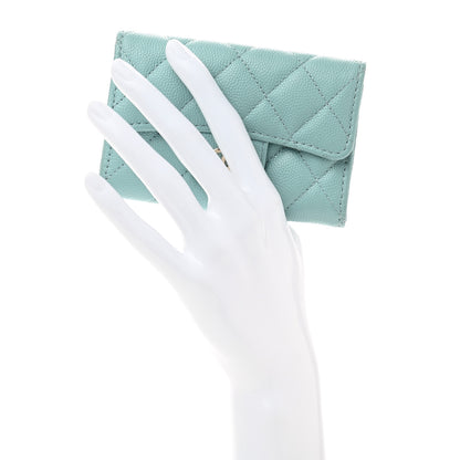 Chanel Caviar Quilted Flap Card Holder Wallet Light Blue 2 of 8