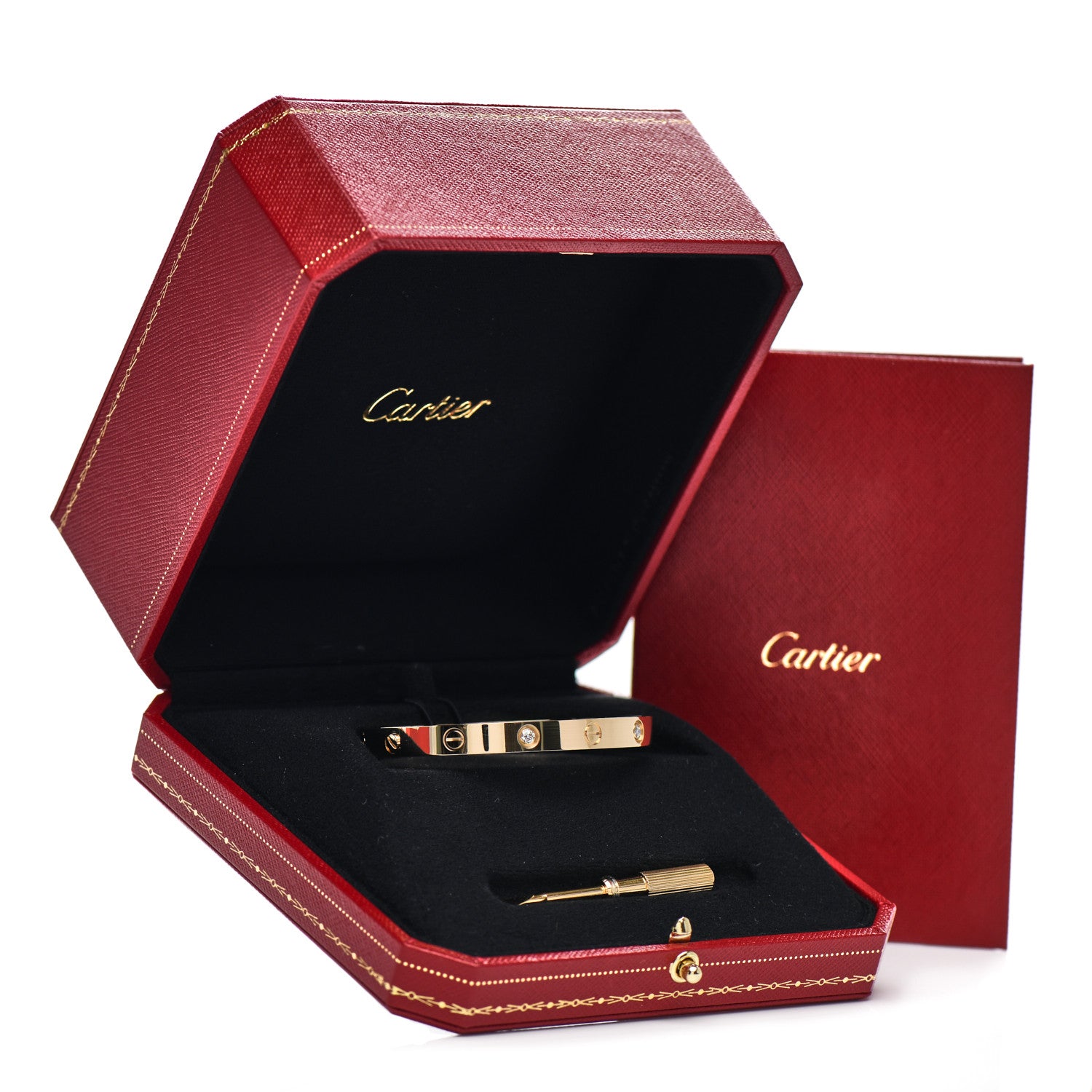 Cartier 18K Yellow Gold 4 Diamond LOVE Bracelet 17 5 of 5