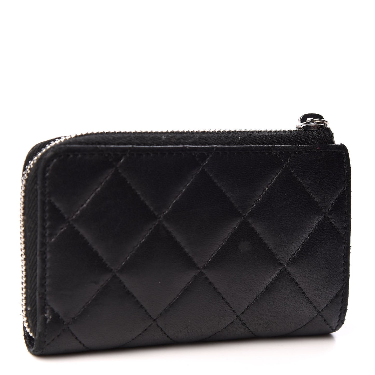 Lambskin Quilted Key Holder Case Black